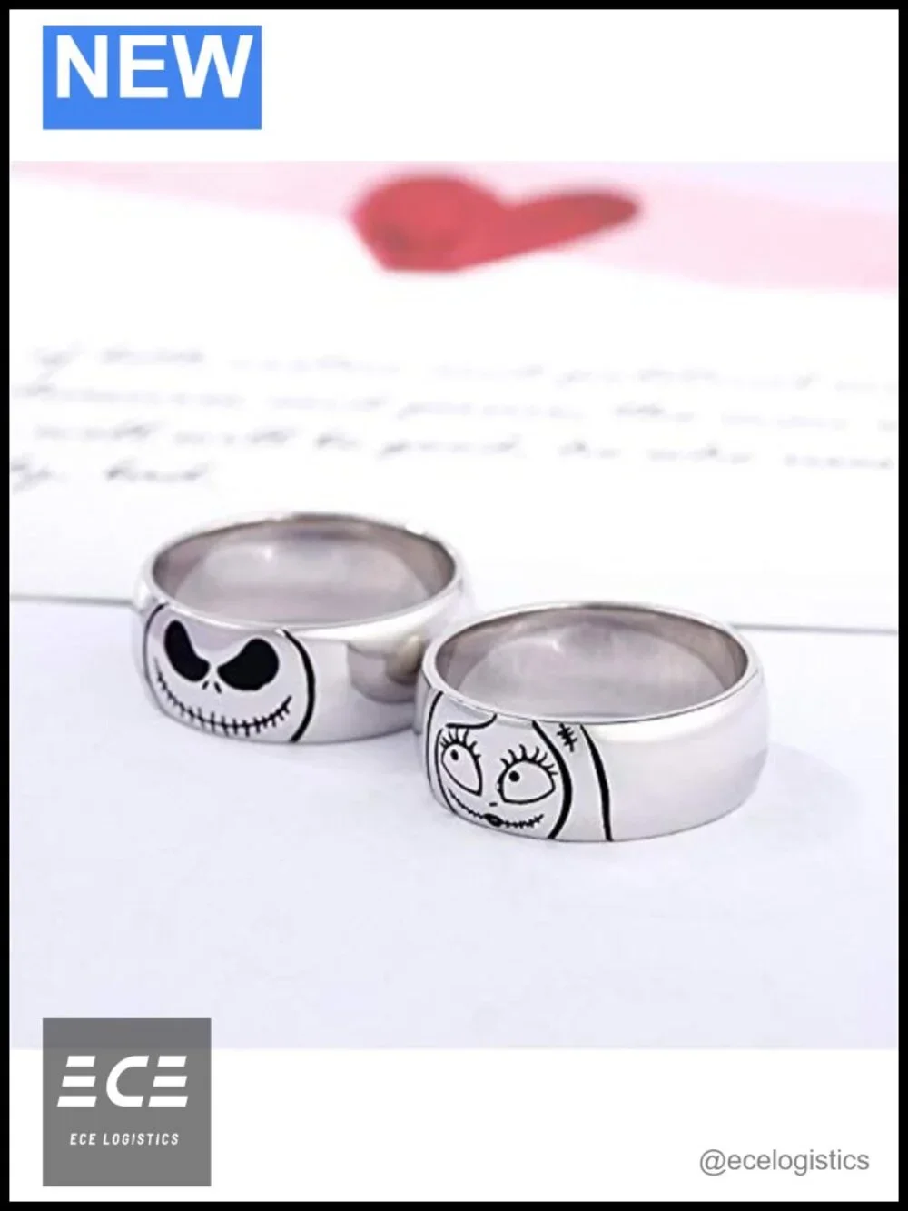 925 Sterling Silver Couple Rings Band Set with Gift Box